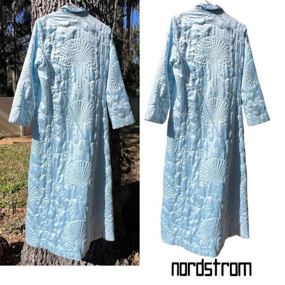 Queen! Nordstrom 80s Silky Quilted Robe Long Elegant satin, Pockets, Small VTG - Picture 5 of 9